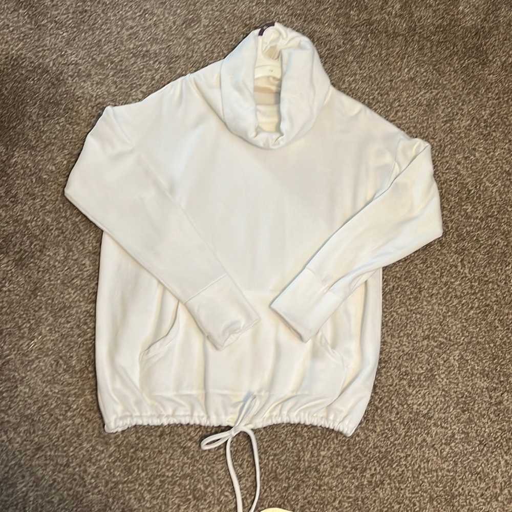 White cowl neck oversized sweat shirt